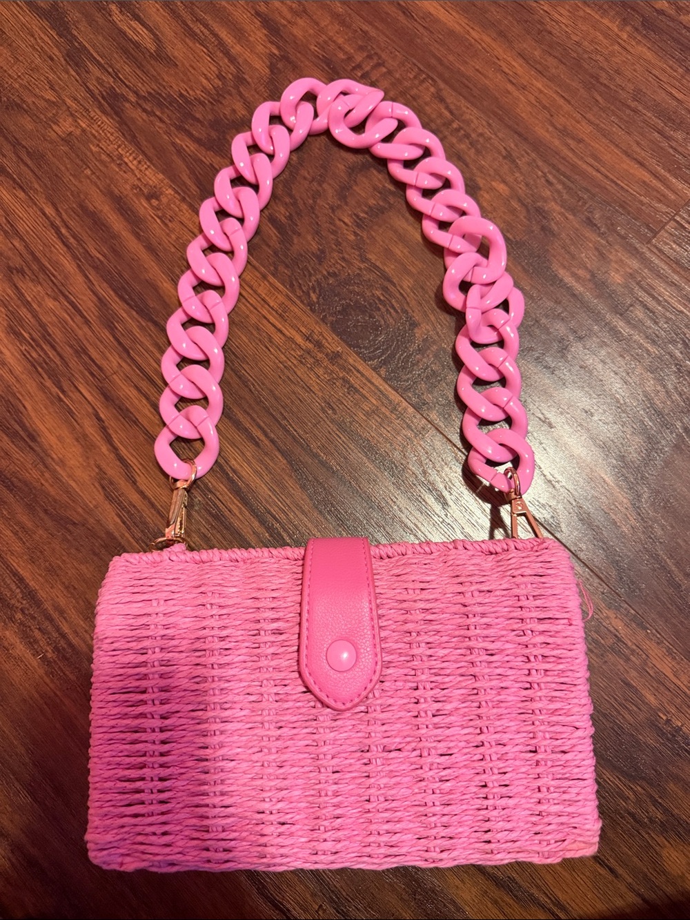 A New Day Pink Woven Chain-Handle Shoulder Bag
